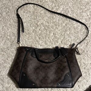 Coach Brown Signature Canvas Convertible Shoulder Bag